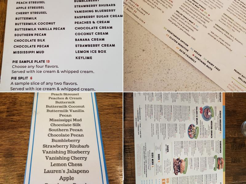 Pie In the Sky Pie Co Menu