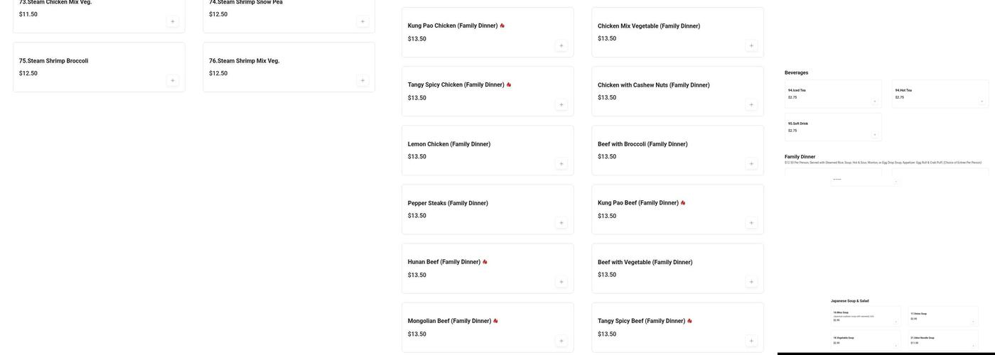 Ming's Chinese Cafe, Spring Menu