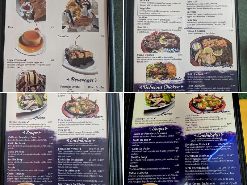 Rana's Mexican Grill Menu