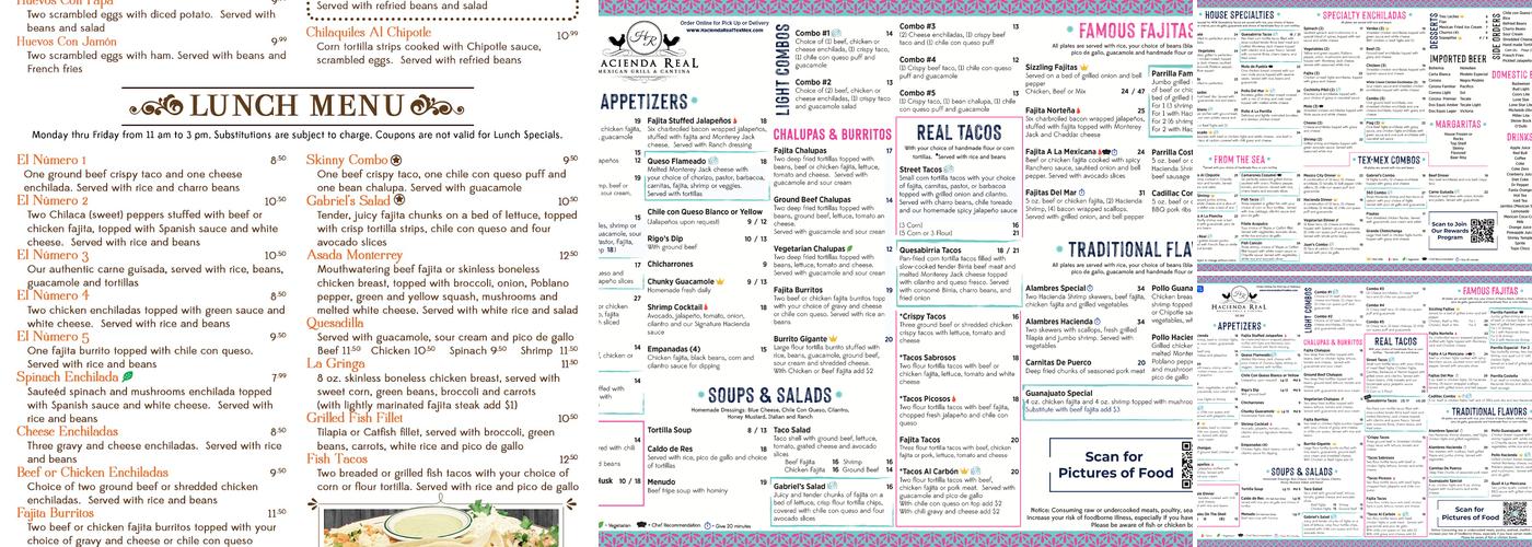 Hacienda Real Mexican Restaurant Menu
