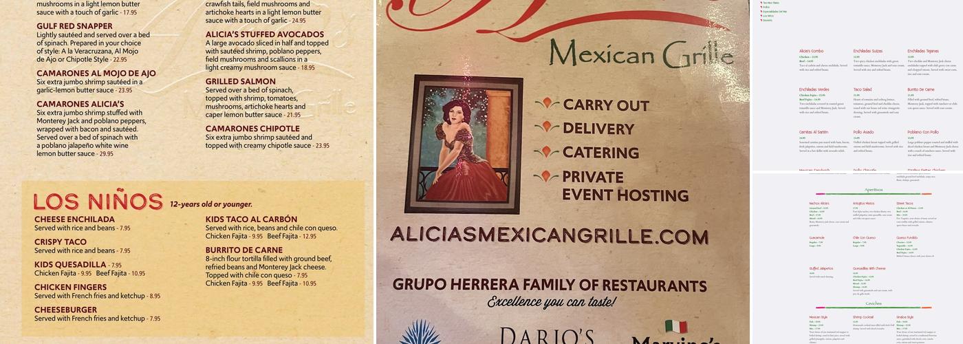 Alicia's Mexican Grille Menu