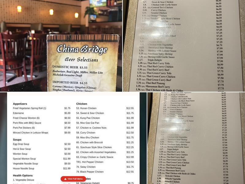 China Bridge Menu