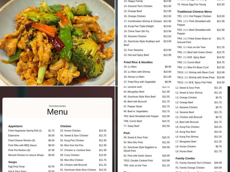 China Bridge Menu