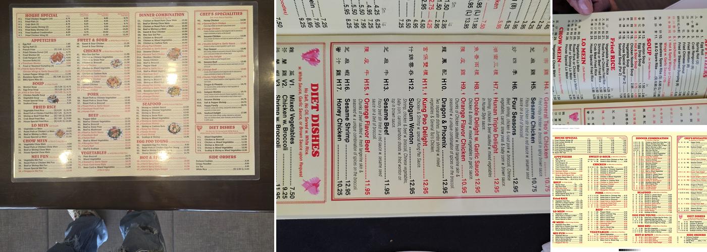 GREAT WALL Menu