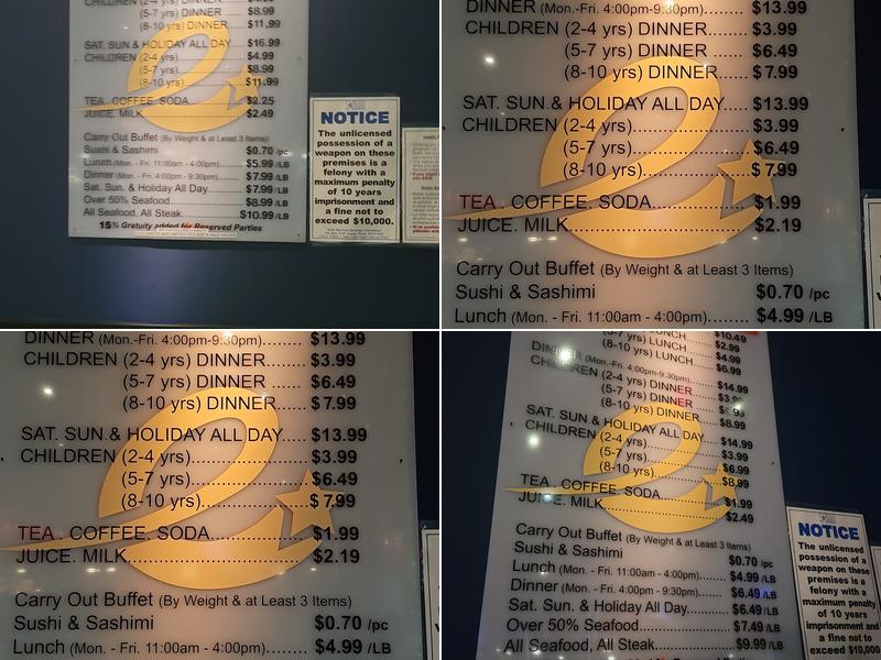 E-Star Chinese Buffet Menu