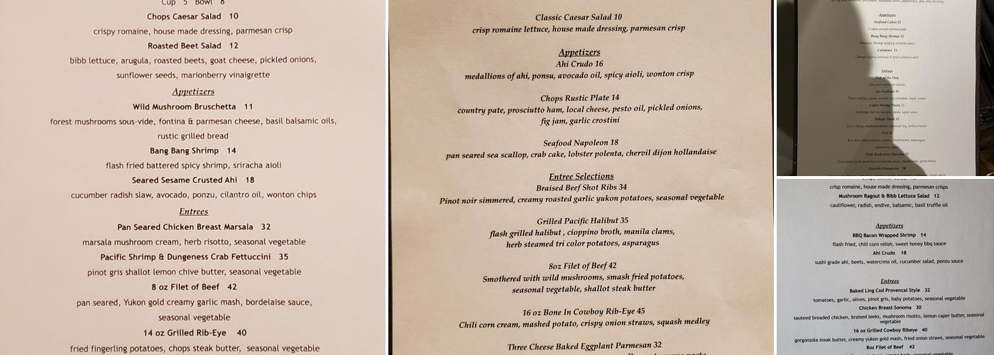 Chops Bistro Menu