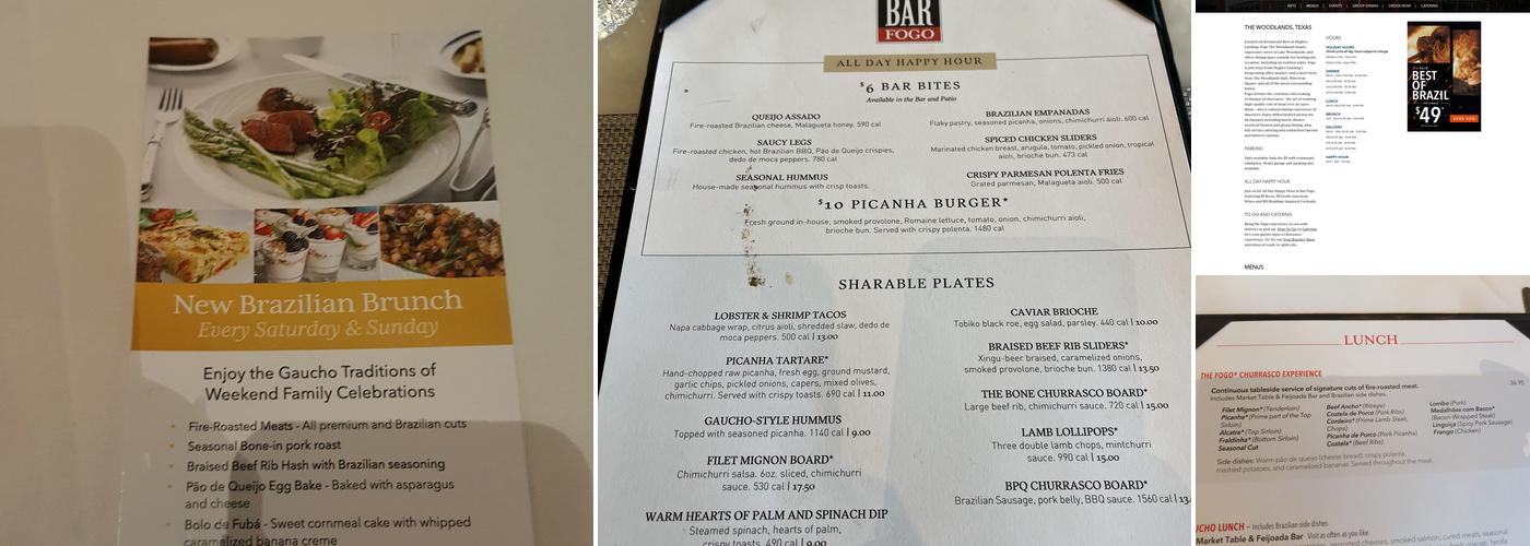 Fogo de Chão Brazilian Steakhouse Menu