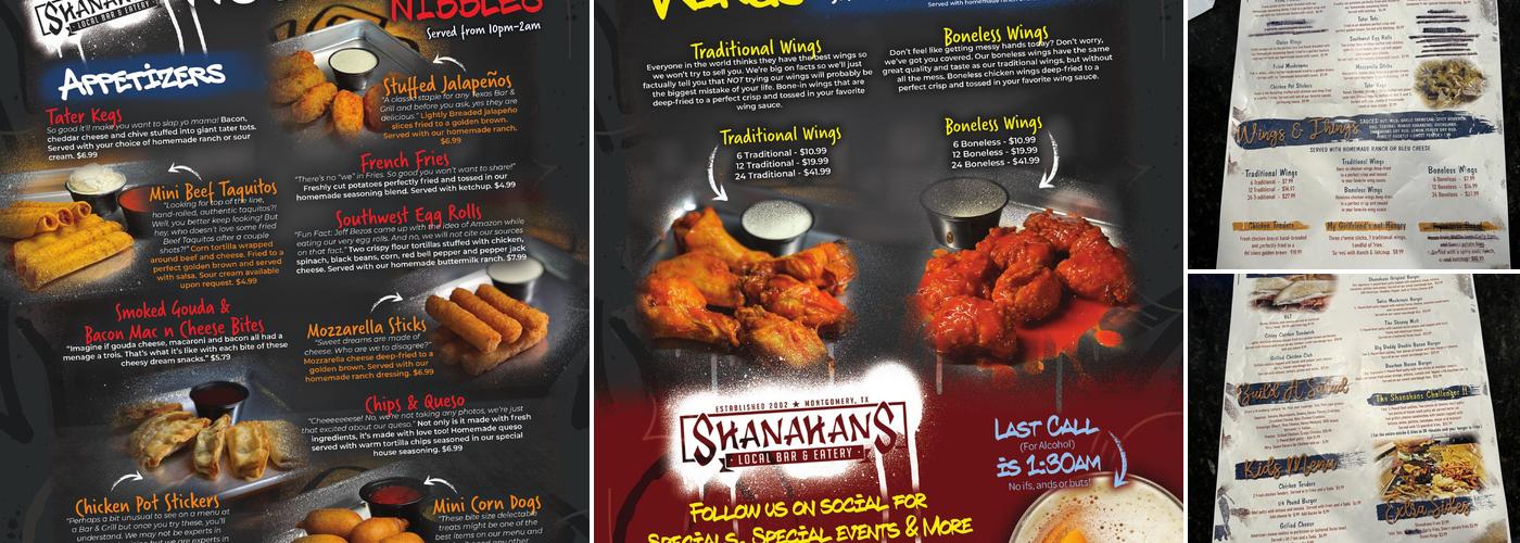 Shanahan's Menu