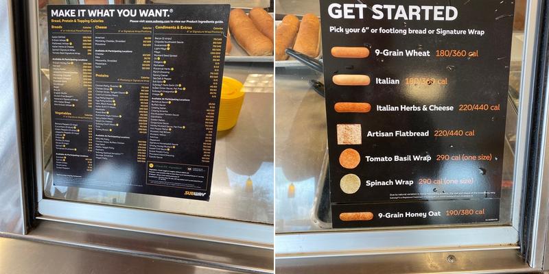 Subway Menu