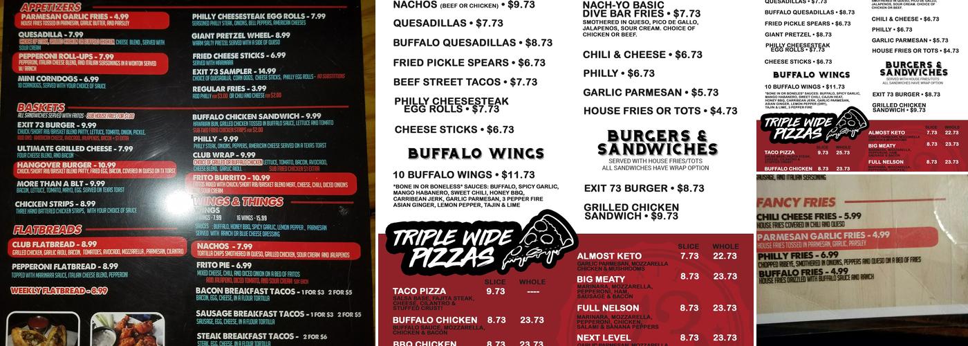 Exit 73 Bar & Grill Menu