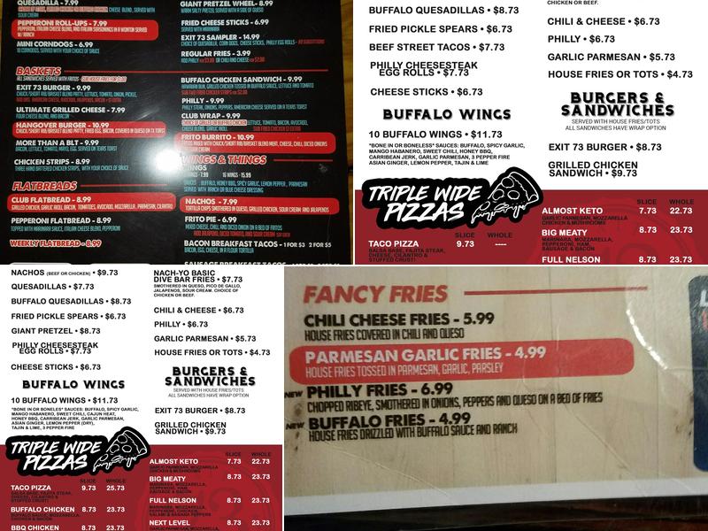 Exit 73 Bar & Grill Menu