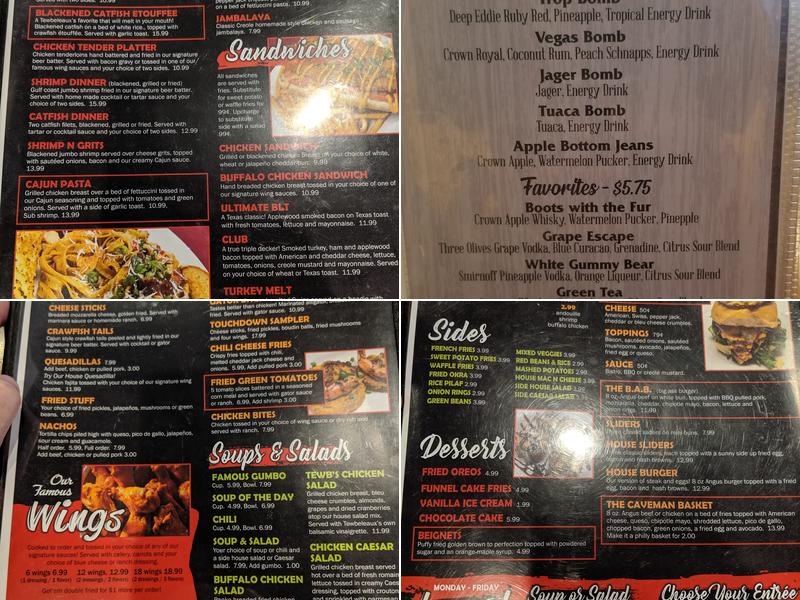 Tewbeleaux's Menu