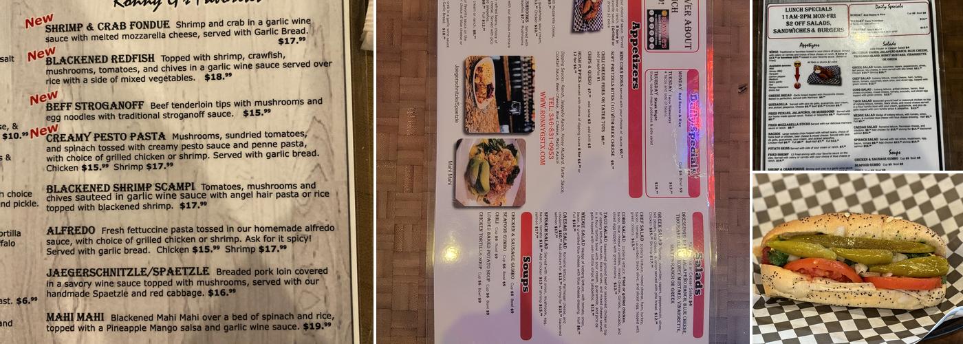 Ronny G's Menu