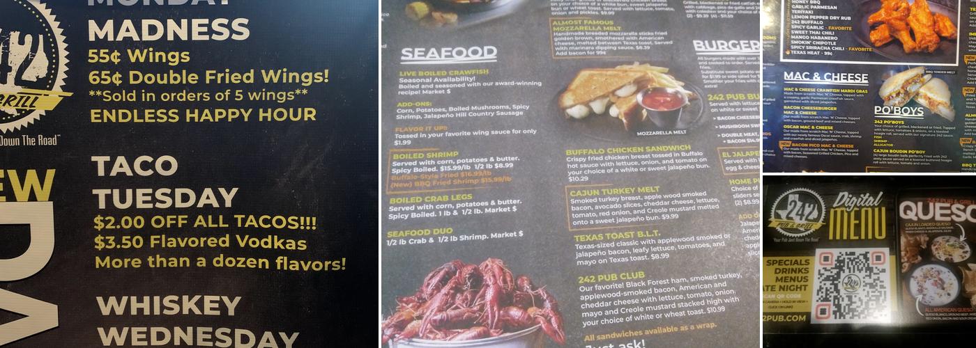 242 Pub & Grill Menu