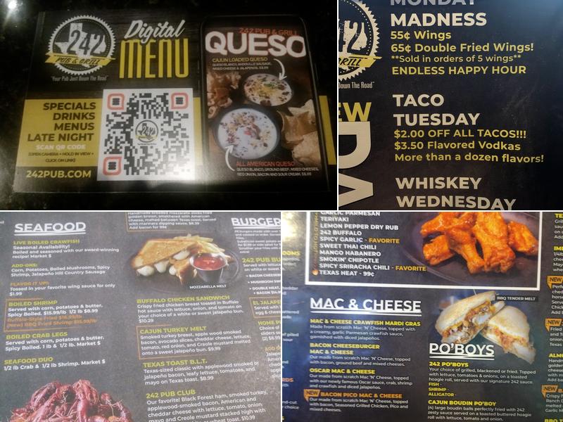 242 Pub & Grill Menu
