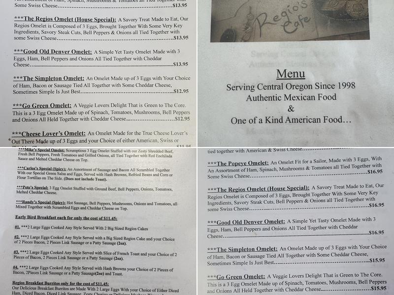 Regios Cafe Menu