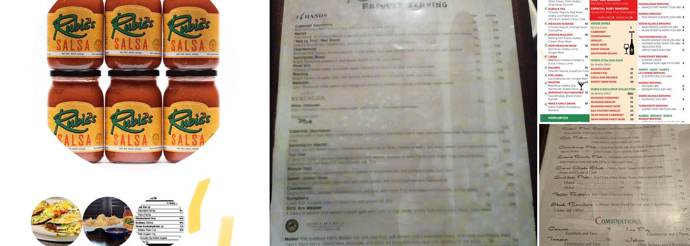 Rubia's Fine Mexican Dining Menu