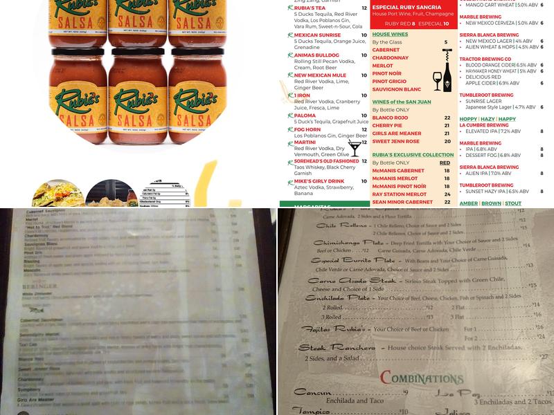 Rubia's Fine Mexican Dining Menu