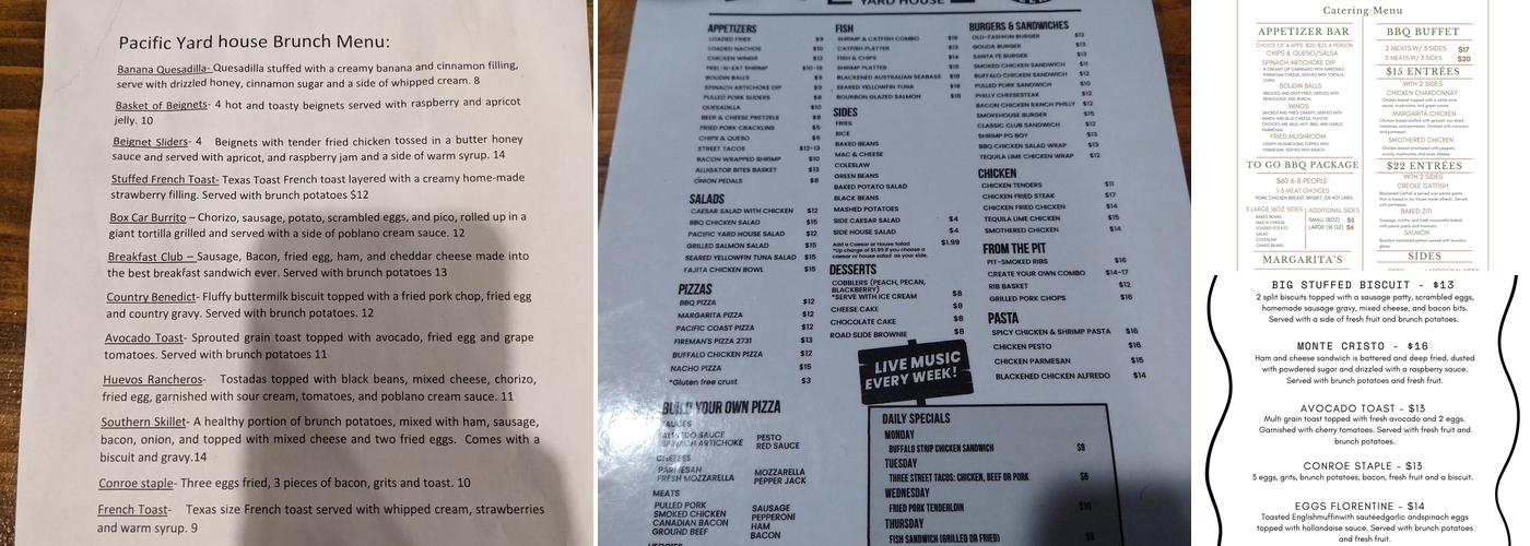 Pacific Yard House Menu