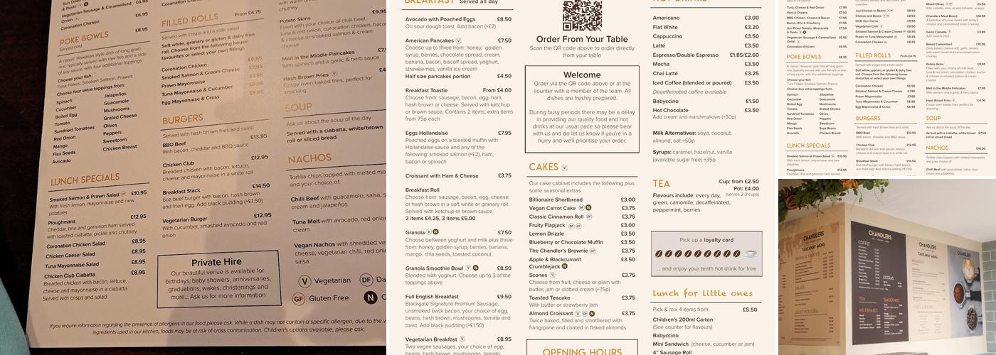 Chandlers Menu