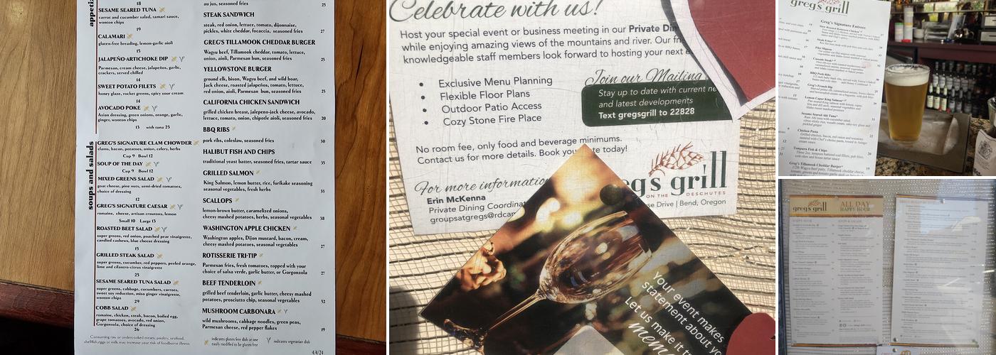 Greg's Grill Menu