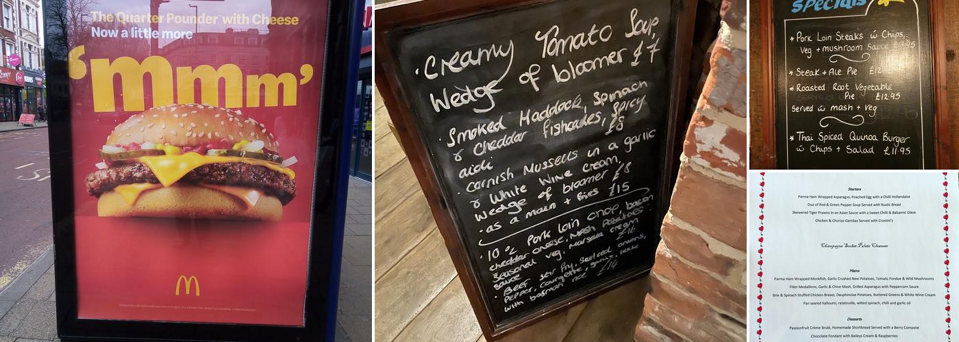 The Rising Sun Inn Menu