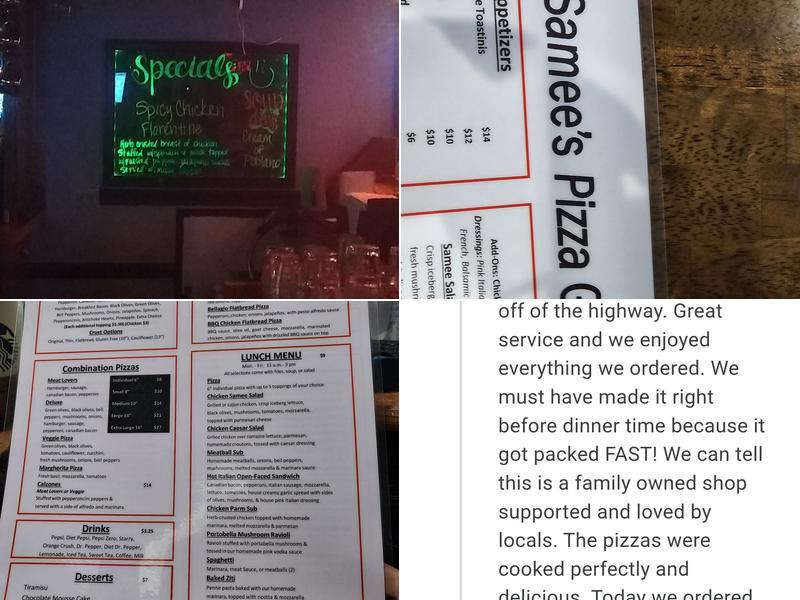 Samee's Pizza Getti Restaurant Menu