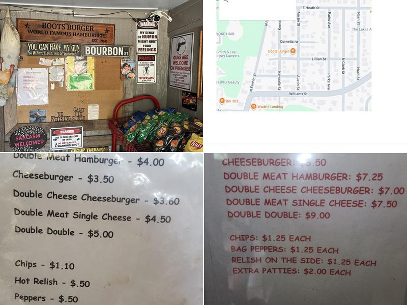 Boots Burger Menu