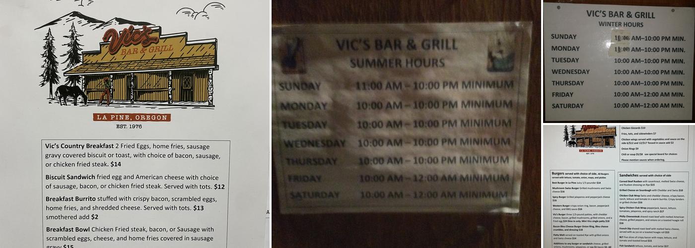 Vic's Bar & Grill Menu