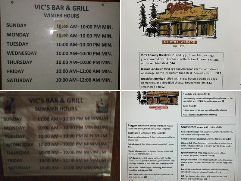 Vic's Bar & Grill Menu