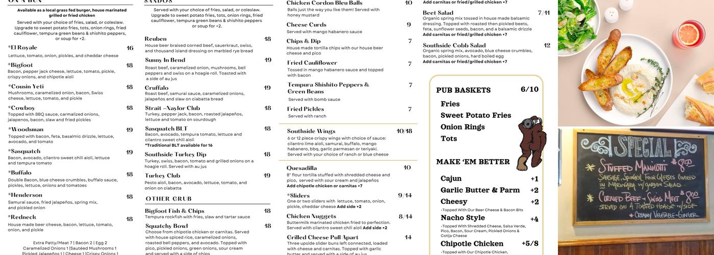 Southside Pub Inc. Menu