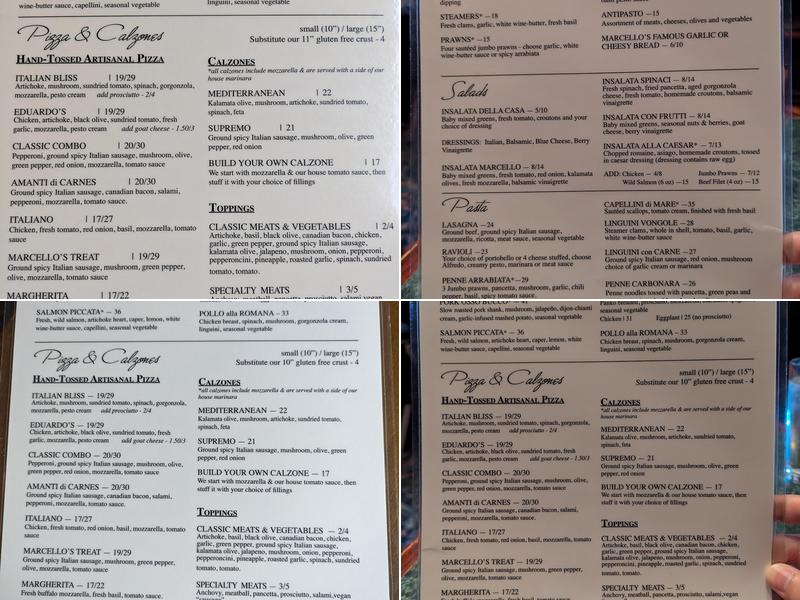 Marcello's Cucina Italiana Menu