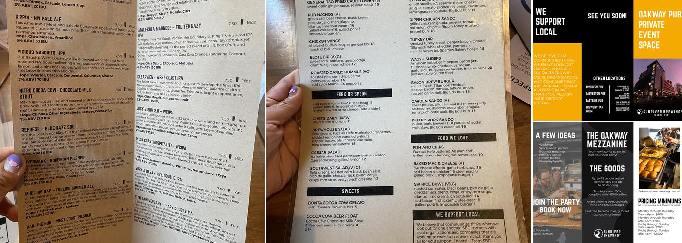 Sunriver Brewing Co. - Sunriver Pub Menu