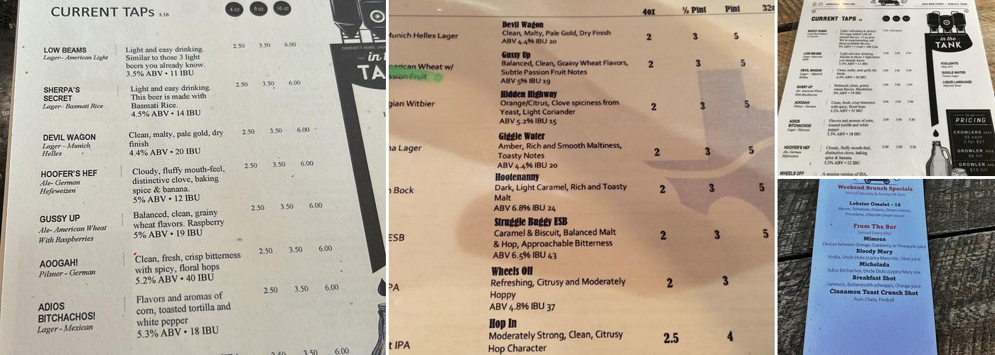 Bankhead Brewpub - Rowlett Menu