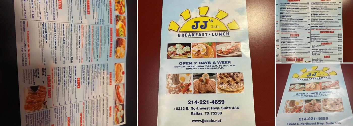 JJ's Cafe Menu