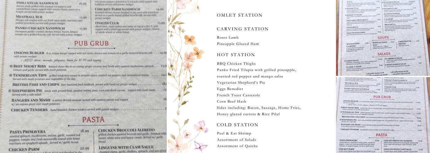 Onions Pub and Restaurant Menu