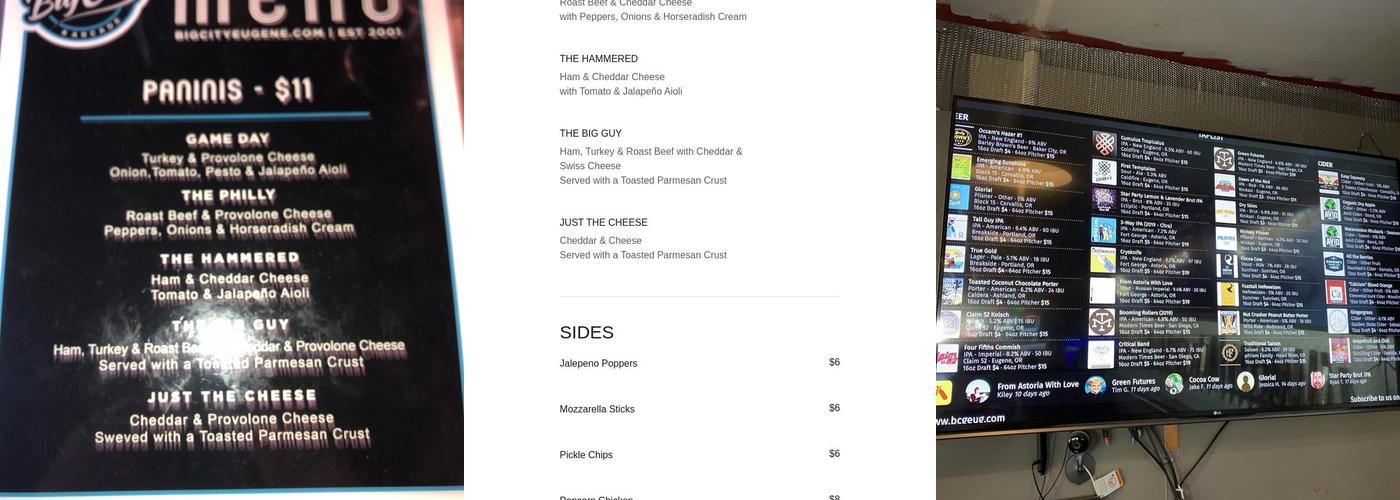 Big City Gamin Menu