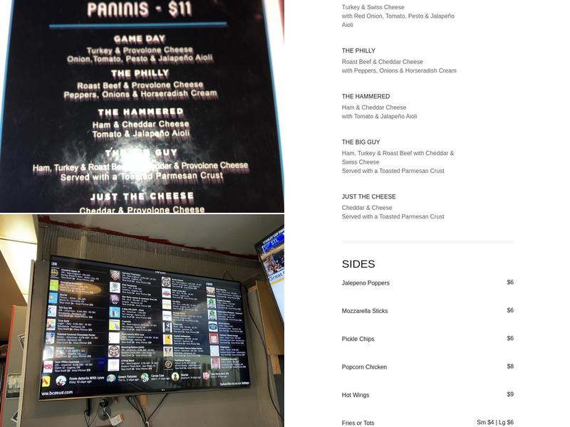Big City Gamin Menu