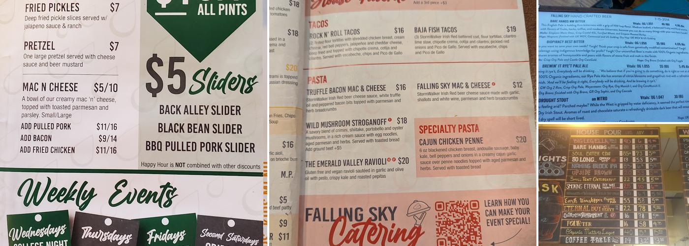 Falling Sky Brewing Menu