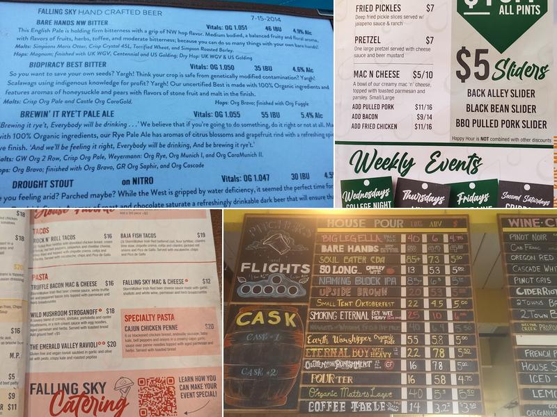 Falling Sky Brewing Menu