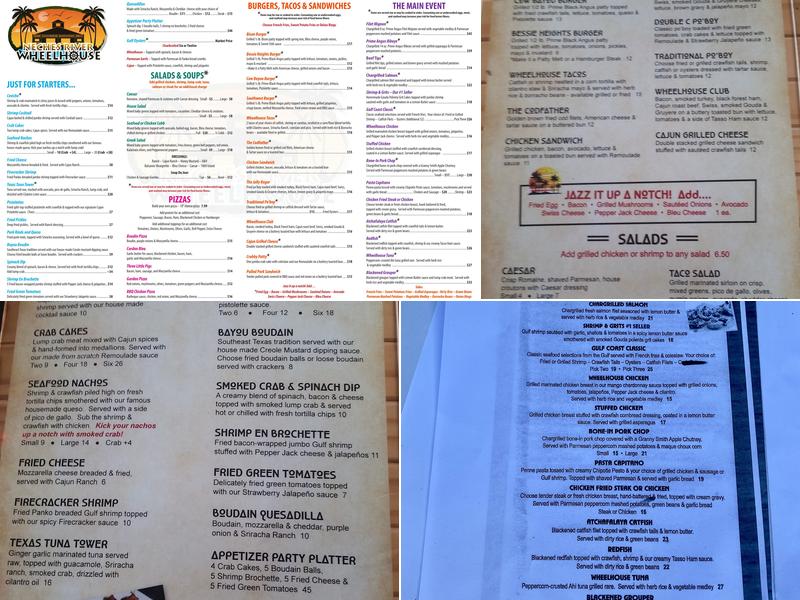 Neches River Wheelhouse Menu