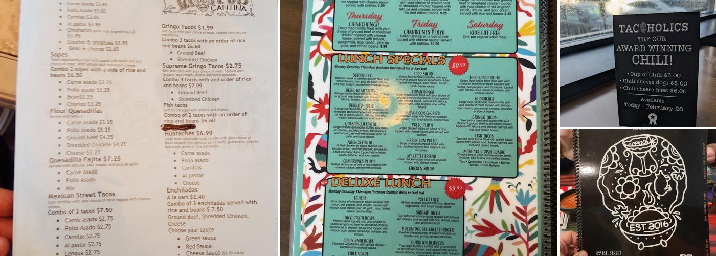 Tacoholics Kitchen Menu