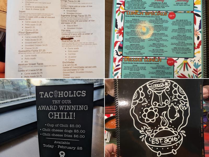 Tacoholics Kitchen Menu