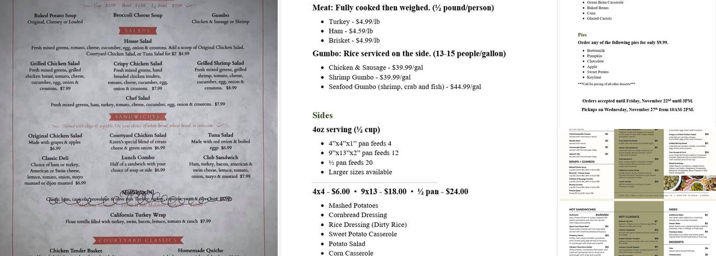 The Courtyard Menu