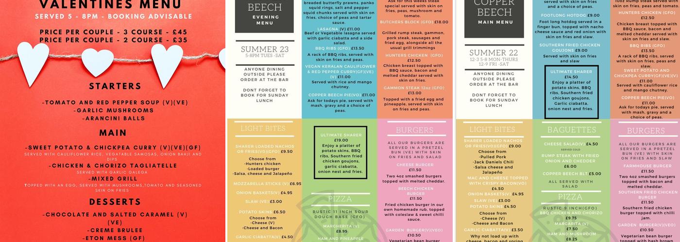 The Copper Beech Menu