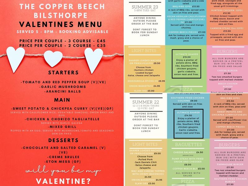 The Copper Beech Menu