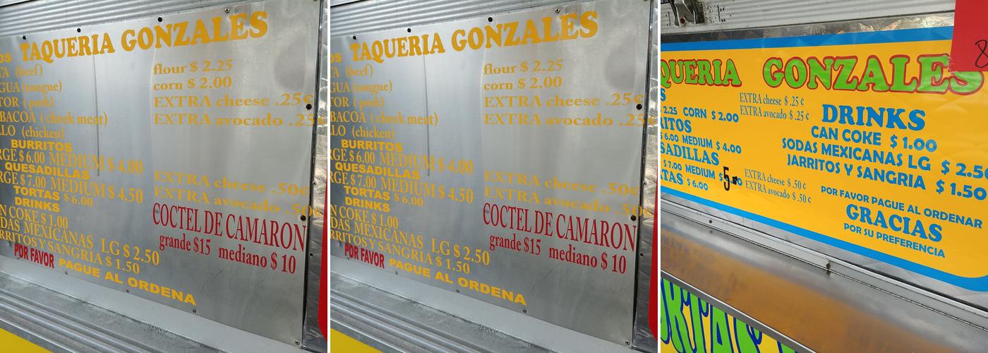 Taqueria Gonzalez Menu