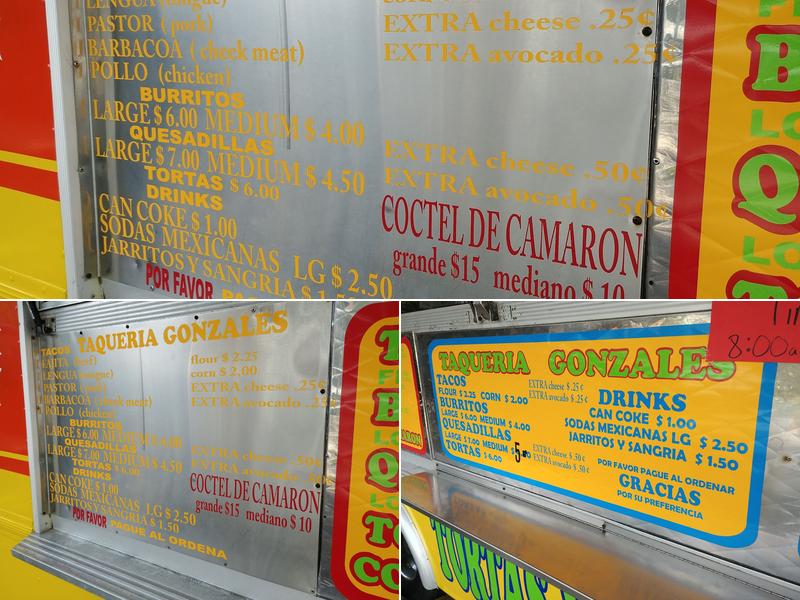Taqueria Gonzalez Menu