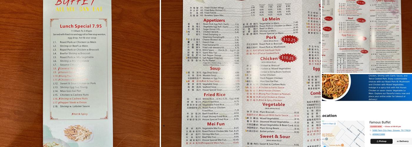 Famous Buffet Menu