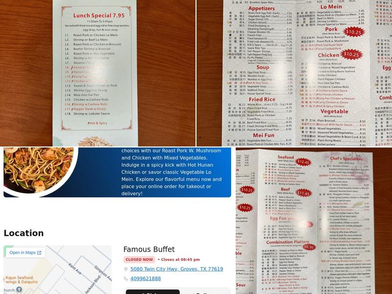 Famous Buffet Menu